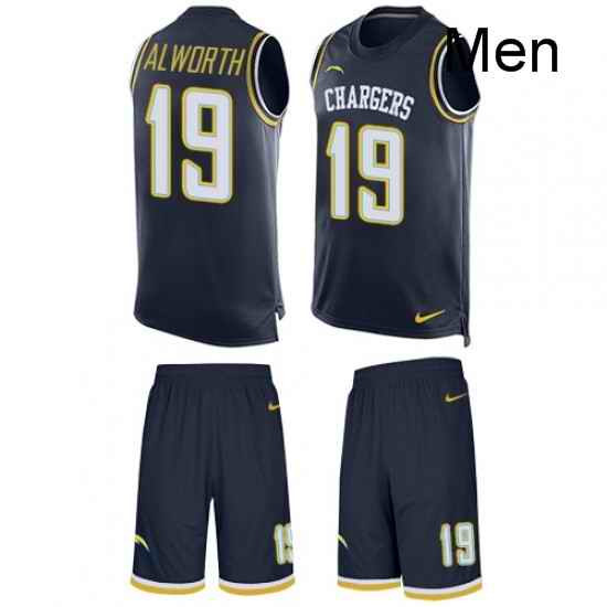 Men Nike Los Angeles Chargers 19 Lance Alworth Limited Navy Blue Tank Top Suit NFL Jersey